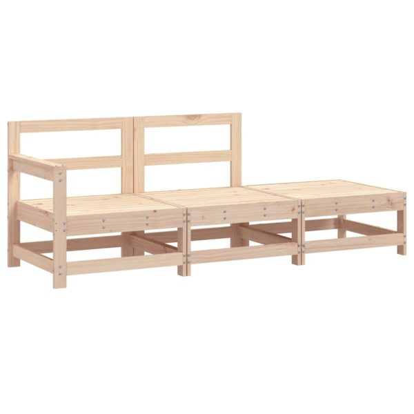 3 pcs conjunto lounge de jardim madeira de pinho maciça - Image 2