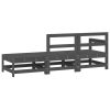 3 pcs conjunto lounge de jardim madeira de pinho maciça cinza - Image 3