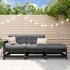 3 pcs conjunto lounge de jardim madeira de pinho maciça preto