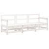 3 pcs conjunto lounge de jardim madeira de pinho maciça branco - Image 2