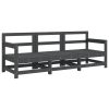 3 pcs conjunto lounge de jardim madeira de pinho maciça cinza - Image 2