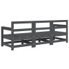 3 pcs conjunto lounge de jardim madeira de pinho maciça cinza - Image 3