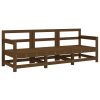 3 pcs conjunto lounge jardim madeira pinho maciça castanho-mel - Image 2