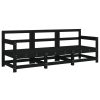 3 pcs conjunto lounge de jardim madeira de pinho maciça preto - Image 2