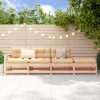 4 pcs conjunto lounge de jardim madeira de pinho maciça