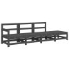 4 pcs conjunto lounge de jardim madeira de pinho maciça cinza - Image 2