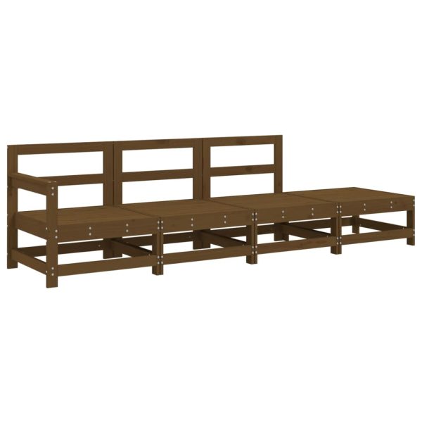 4 pcs conjunto lounge de jardim pinho maciço castanho-mel - Image 2