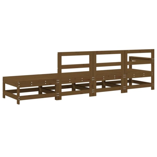 4 pcs conjunto lounge de jardim pinho maciço castanho-mel - Image 3