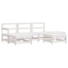 6pcs conjunto lounge jardim c/ almofadões madeira maciça branco - Image 3