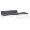 4pcs conjunto lounge jardim c/ almofadões madeira maciça branco - Image 2