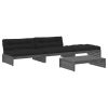 4 pcs conjunto lounge jardim c/ almofadões madeira maciça cinza - Image 2