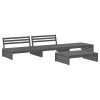 4 pcs conjunto lounge jardim c/ almofadões madeira maciça cinza - Image 3