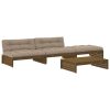 4pcs conj. lounge jardim+almofadões madeira maciça castanho-mel - Image 2