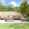 5pcs conj. lounge jardim+almofadões madeira maciça castanho-mel