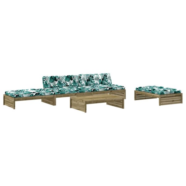 5 pcs conjunto lounge de jardim c/ almofadões pinho impregnado - Image 2
