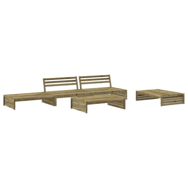 5 pcs conjunto lounge de jardim c/ almofadões pinho impregnado - Image 3