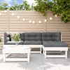 5 pcs conjunto lounge de jardim madeira de pinho maciça branco