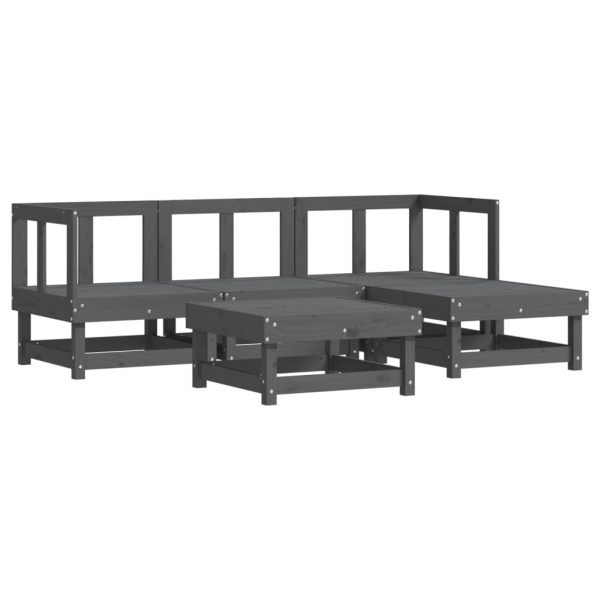 5 pcs conj. lounge de jardim madeira de pinho maciça cinzento - Image 2