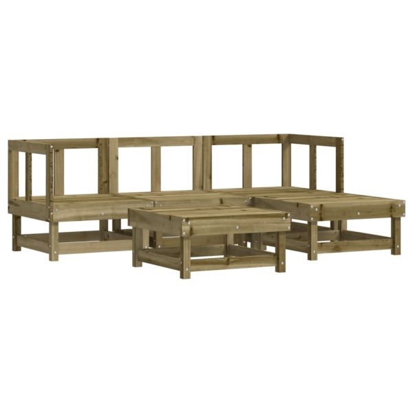 5 pcs conjunto lounge de jardim madeira de pinho impregnada - Image 2
