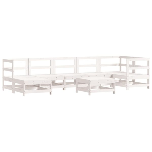 8 pcs conjunto lounge de jardim pinho maciço branco - Image 2
