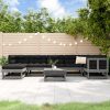 8 pcs conjunto lounge de jardim pinho maciço cinza