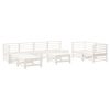 9 pcs conjunto lounge de jardim pinho maciço branco - Image 2