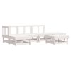 6 pcs conjunto lounge de jardim pinho maciço branco - Image 2