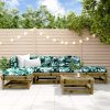 6 pcs conjunto lounge de jardim madeira de pinho impregnada