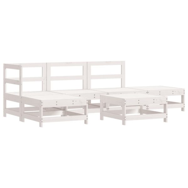 6 pcs conjunto lounge de jardim pinho maciço branco - Image 2