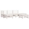 6 pcs conjunto lounge de jardim pinho maciço branco - Image 2