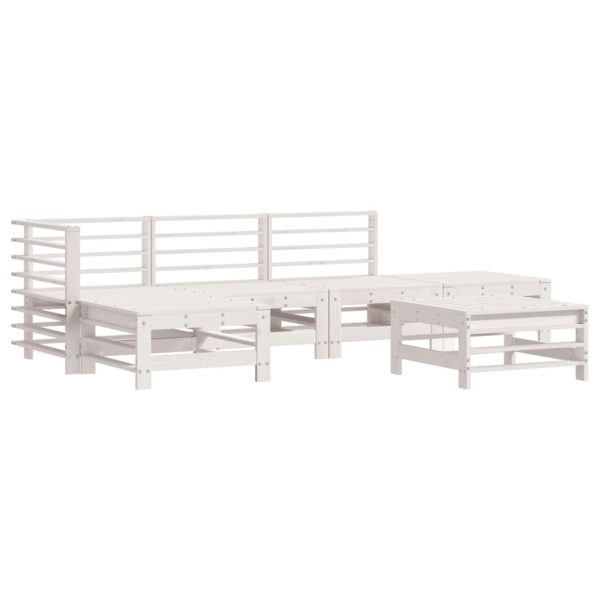6 pcs conjunto lounge de jardim pinho maciço branco - Image 2