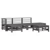 6 pcs conjunto lounge de jardim pinho maciço cinzento - Image 2