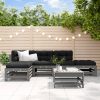 6 pcs conjunto lounge de jardim pinho maciço cinzento