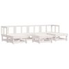 7 pcs conjunto lounge de jardim pinho maciço branco - Image 2