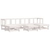 7 pcs conjunto lounge de jardim pinho maciço branco - Image 2