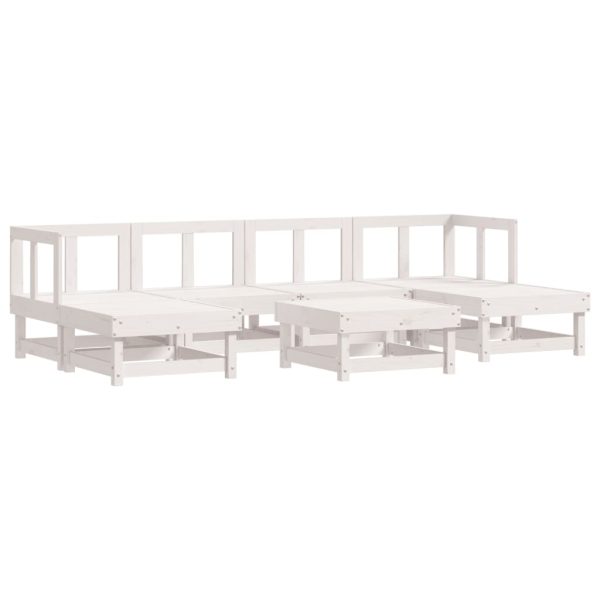7 pcs conjunto lounge de jardim pinho maciço branco - Image 2