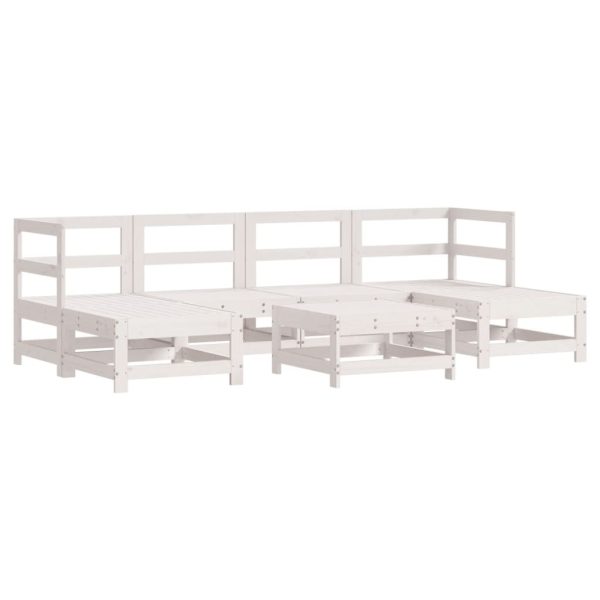7 pcs conjunto lounge de jardim pinho maciço branco - Image 2