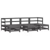 7 pcs conjunto lounge de jardim pinho maciço cinza - Image 2