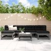 7 pcs conjunto lounge de jardim pinho maciço cinza