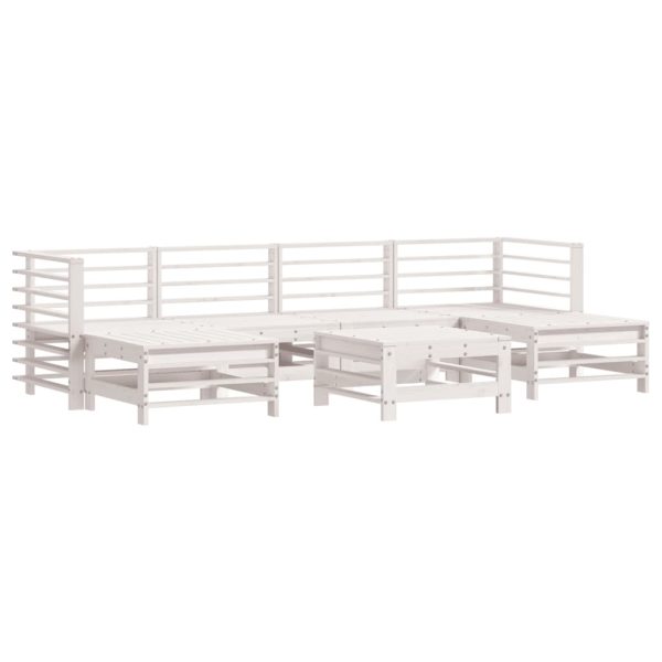 7 pcs conjunto lounge de jardim pinho maciço branco - Image 2
