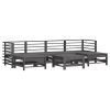 7 pcs conjunto lounge de jardim pinho maciço cinza - Image 2