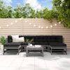 7 pcs conjunto lounge de jardim pinho maciço cinza