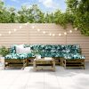 7 pcs conjunto lounge de jardim madeira de pinho impregnada