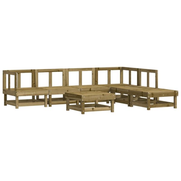 7 pcs conjunto lounge de jardim madeira de pinho impregnada - Image 2