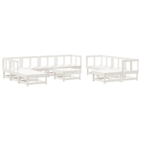11 pcs conjunto lounge de jardim madeira de pinho maciça branco - Image 2