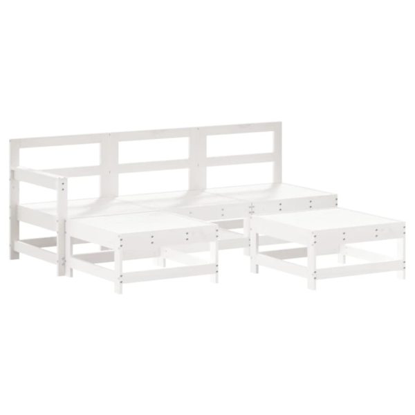 5 pcs conjunto lounge de jardim madeira de pinho maciça branco - Image 2