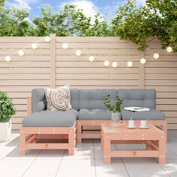 5 pcs conjunto lounge de jardim madeira de douglas maciça