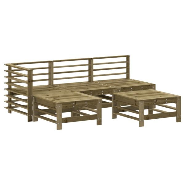 5 pcs conjunto lounge de jardim madeira de pinho impregnada - Image 2