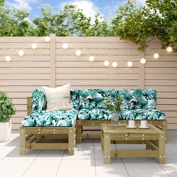 5 pcs conjunto lounge de jardim madeira de pinho impregnada
