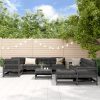 10 pcs conjunto lounge de jardim pinho maciço cinza